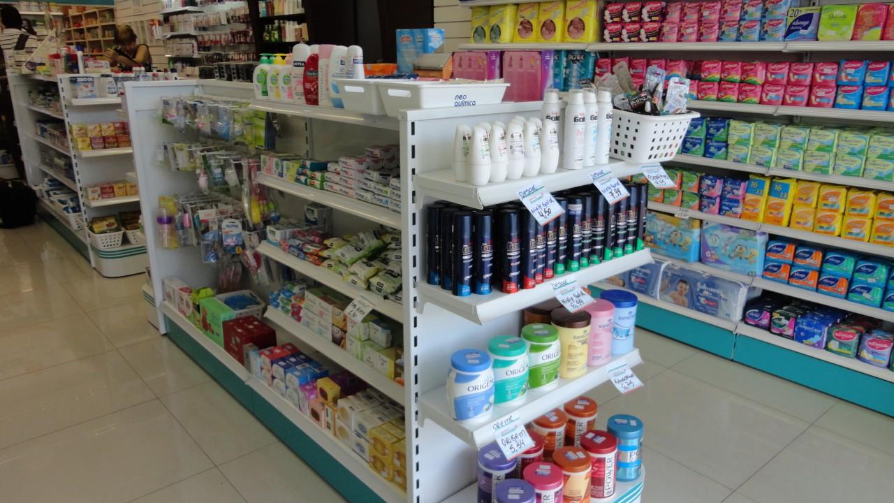 gôndola e prateleira para farmácia