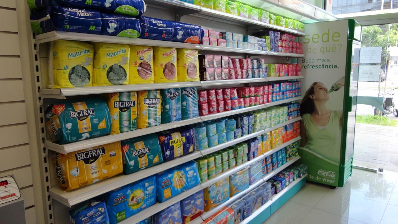 gôndola e prateleira para farmácia